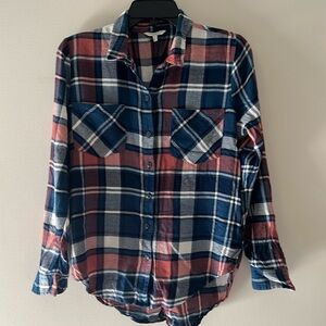 Blue and Pink Soft Flannel Shirt, Lucky Brand, Size M